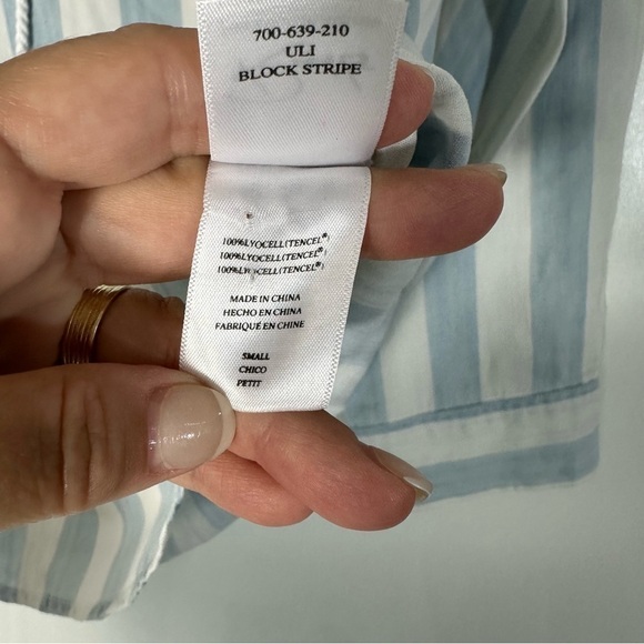 Rails Blue White Block Stripe Relaxed Fit Lace-up Shirt - Picture 9 of 9